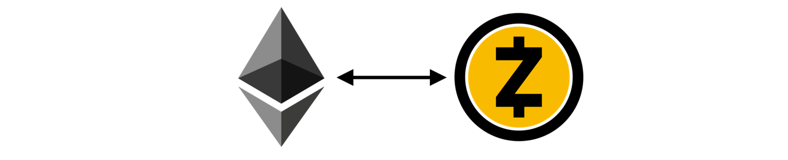 Ethereum and Zcash logos joined by a two-way arrow